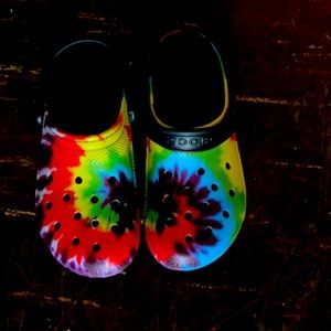 Tie-dye crocs